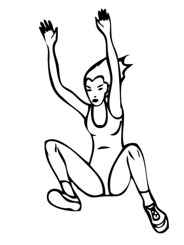 Woman Long Jump Coloring Page